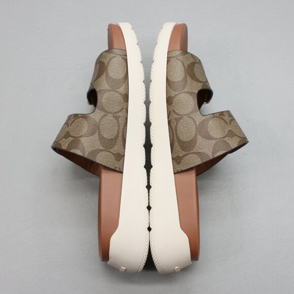 Coach Ladies 8 Gable Khaki/Saddle Signature Platform Slides Mules Sandals Shoes - Picture 12 of 12